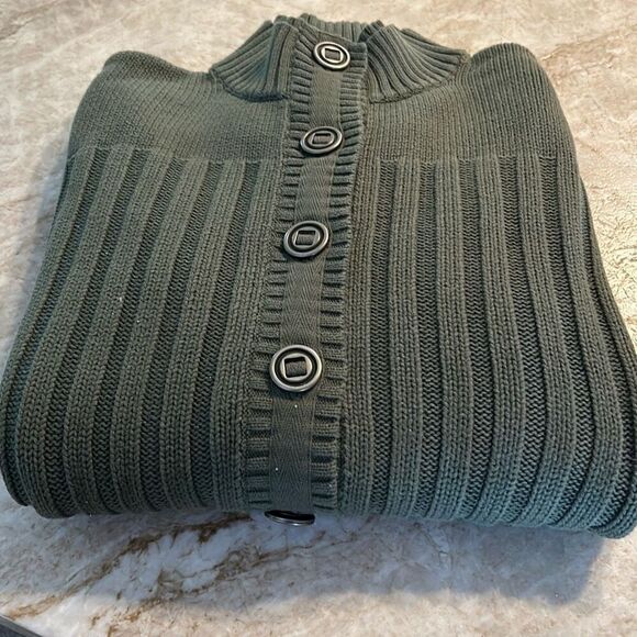DENIM & CO Olive Green Cardigan NWOT - Picture 7 of 7